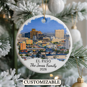 Personalized El Paso Ornament, Custom Texas Ceramic Ornament