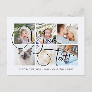 Personalized Elagant Script 6 photos Universal Postcard