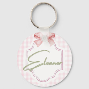 Personalized Eleanor Baby Girl Nursery Gingham Keychain