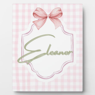 Personalized Eleanor Baby Girl Nursery Gingham Plaque