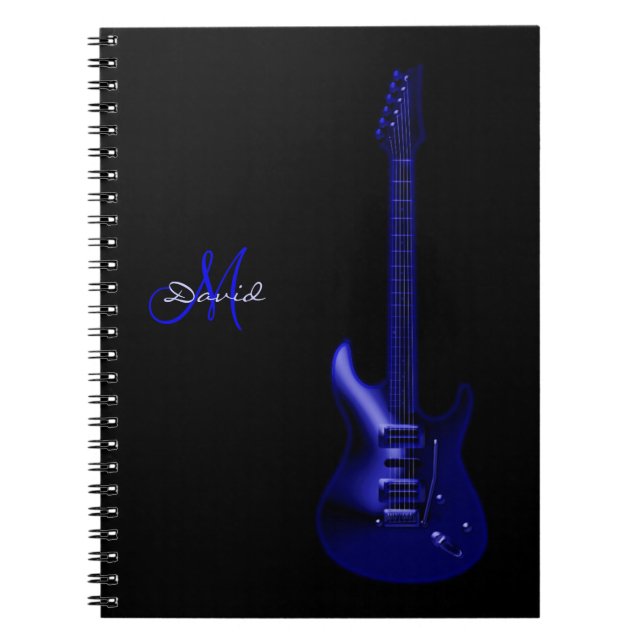 Personalized Electric Blue Guitar Music Notebook (Front)