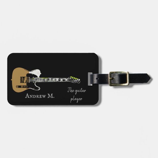 Personalized Electric-guitar / guitarist travel  Luggage Tag (Front Horizontal)