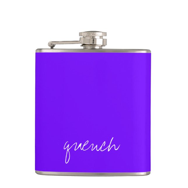 Personalized Electric Indigo Blue Hip Flask (Front)