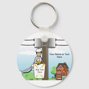 Personalized Electric Lineman - Male Cartoon Two-T Keychain