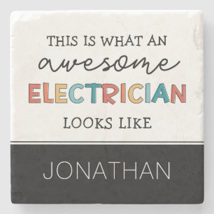 Personalized Electrician Funny Gifts Stone Coaster