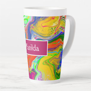 Personalized Electricity Marble Fluid Art   Latte Mug