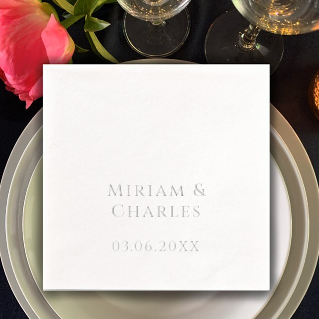 Personalized Elegant 25th Anniversary Silver Real Foil Napkins (Personalize this real foil silver custom script napkin. Simple elegant modern typography.)