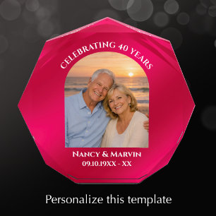 Personalized Elegant 40th Anniversary Photo Gift Block