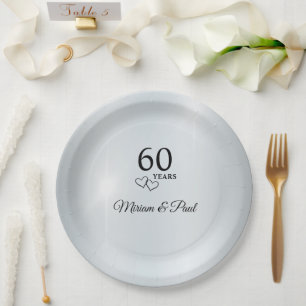 Personalized Elegant 60th Anniversary Party Paper Plate