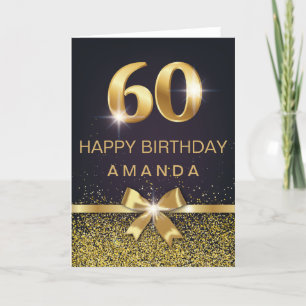 Personalized Elegant 60th Birthday Gold Glitter Card