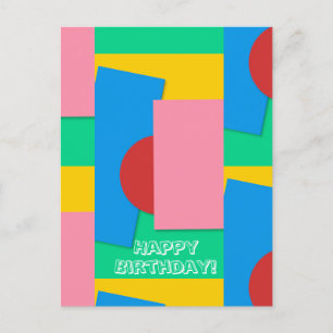Personalized Elegant Abstract Colour Art Birthday Postcard