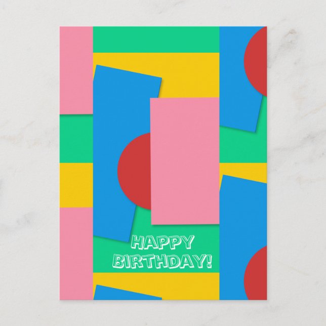 Personalized Elegant Abstract Colour Art Birthday Postcard (Front)