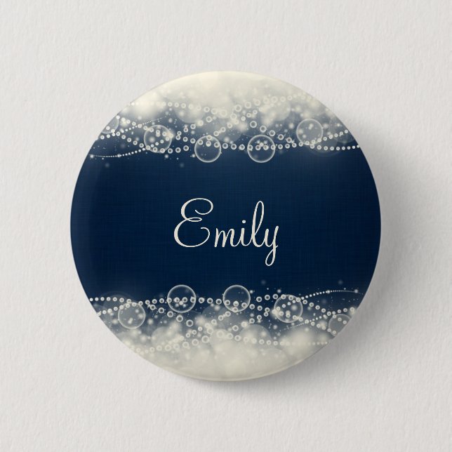 Personalized Elegant Abstract Lace and Pearls 2 Inch Round Button (Front)