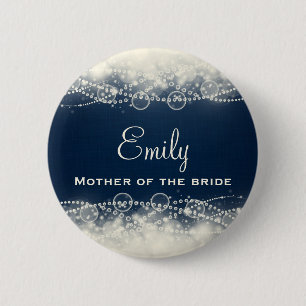 Personalized Elegant Abstract Lace and Pearls 2 Inch Round Button