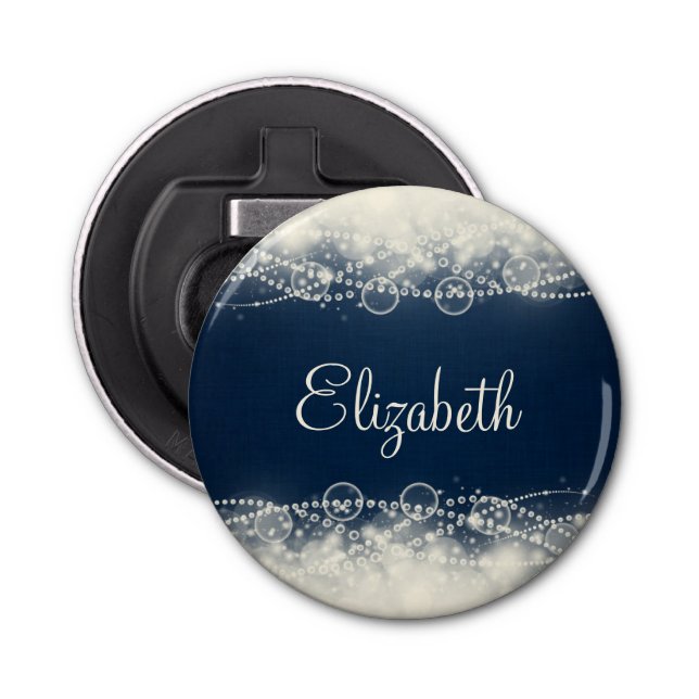 Personalized Elegant Abstract Lace and Pearls Bottle Opener (Front)