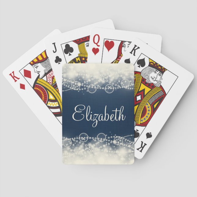 Personalized Elegant Abstract Lace and Pearls Playing Cards (Back)