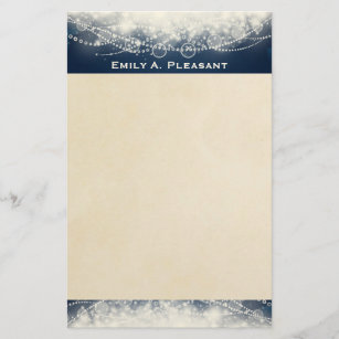 Personalized Elegant Abstract Lace and Pearls Stationery