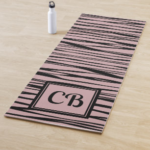 Personalized Elegant abstract Line Black Pink Grey Yoga Mat