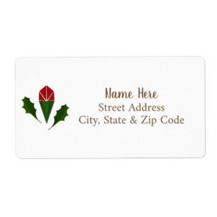 Personalized Elegant Abstract Red Roses and Holly