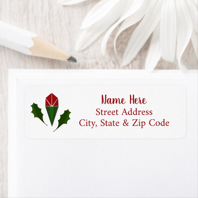 Personalized Elegant Abstract Red Roses & Holly (Insitu)