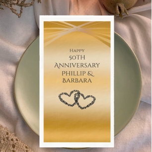 Personalized Elegant Arch Golden 50th Anniversary Napkin