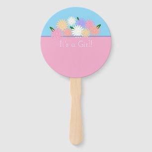 Personalized Elegant Baby Boy Girl Gender Reveal Hand Fan