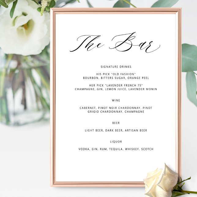 Personalized Elegant Bar Menu Wedding Drinks Sign (Creator Uploaded)