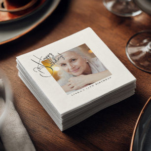 Personalized Elegant Birthday Party Photo Napkin