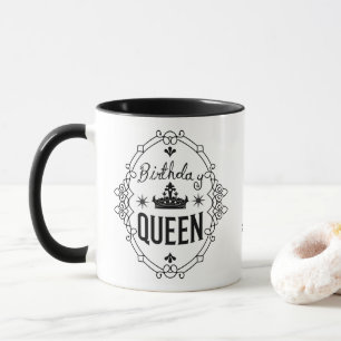 Personalized Elegant Birthday Queen Typography Mug