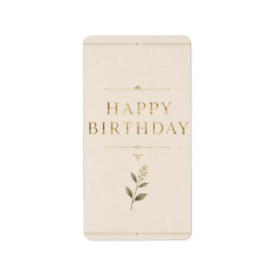Personalized Elegant Birthday with Antique Gold Label