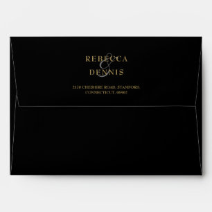 Personalized Elegant Black And Gold Return Address Envelope