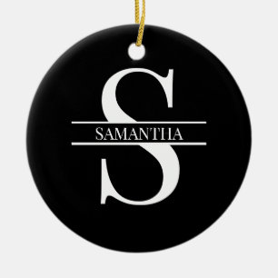 Personalized Elegant Black and White Ceramic Ornament