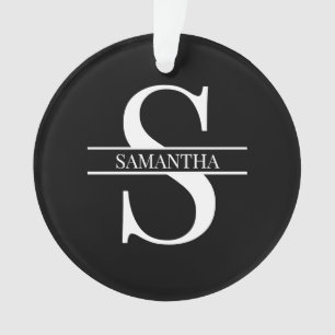 Personalized Elegant Black and White Ornament