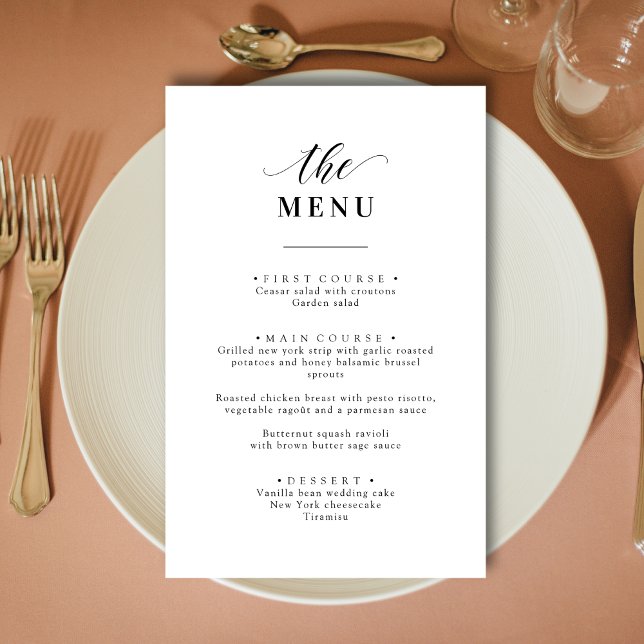 Personalized Elegant Black and White Wedding Menu (Creator Uploaded)