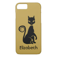 Personalized Elegant Black Cat on Gold Background