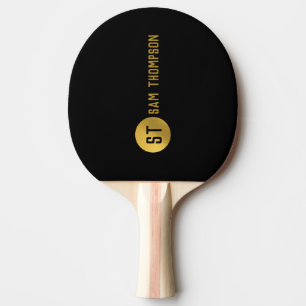 Personalized Elegant Black & Gold Modern Monogram Ping Pong Paddle