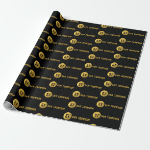 Personalized Elegant Black & Gold Modern Monogram Wrapping Paper