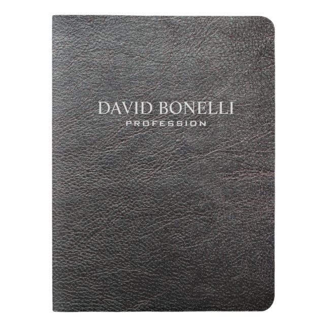 Personalized Elegant Black Leather Masculine Extra Large Moleskine Notebook (Front)
