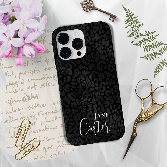 Personalized Elegant Black Leopard Case-Mate iPhone Case (Creator Uploaded)