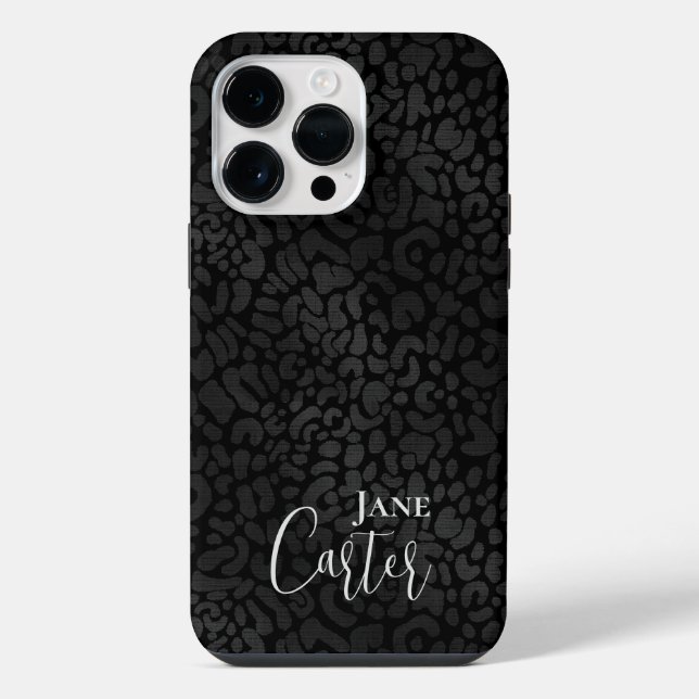 Personalized Elegant Black Leopard iPhone Case (Back)