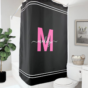 Personalized Elegant Black Pink Name Monogram