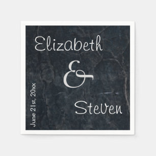Personalized Elegant Black Stone Texture Napkin