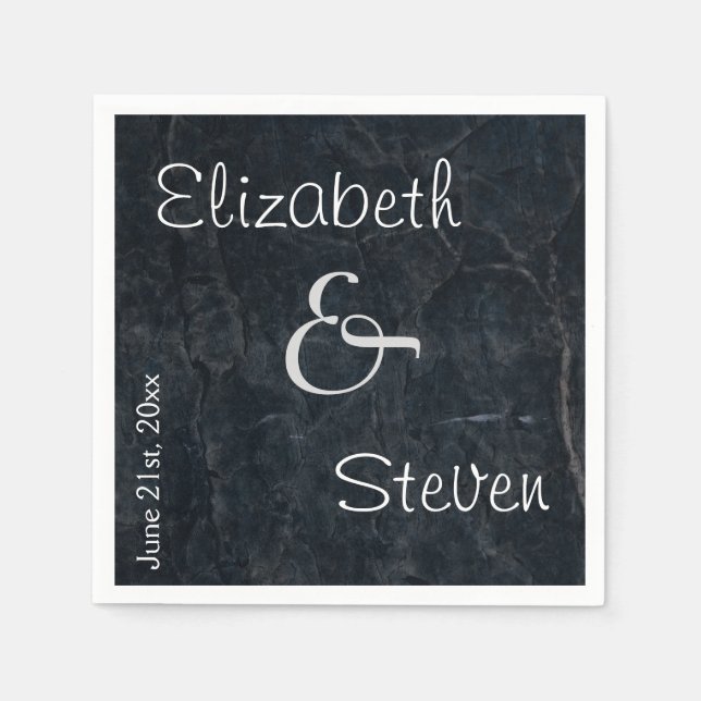 Personalized Elegant Black Stone Texture Napkin (Front)
