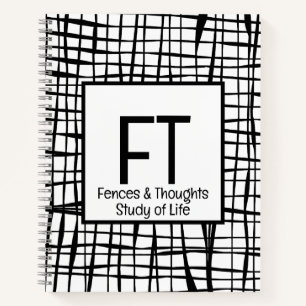 Personalized Elegant Black White Abstract Line Art Notebook