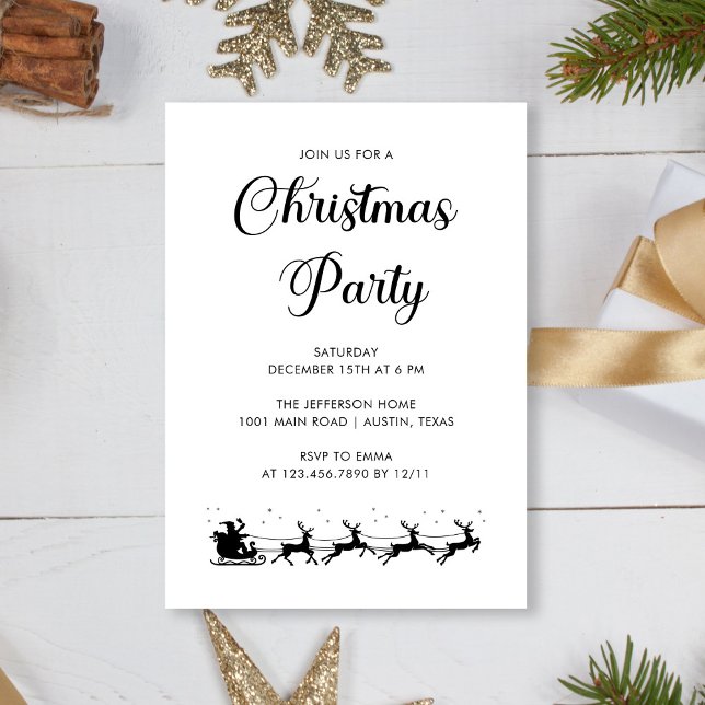 Personalized Elegant Black & White Christmas Party Invitation (Personalized Elegant Black & White Christmas Party Invitation)