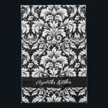 Personalized Elegant Black White Damask  Kitchen Towel<br><div class="desc">An elegant black and white damask pattern decorates this kitchen towel. Personalize it with your name. Designed for you by Blackberry Boulevard.</div>