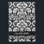 Personalized Elegant Black White Damask  Kitchen Towel<br><div class="desc">An elegant black and white damask pattern decorates this kitchen towel. Personalize it with your name. Designed for you by Blackberry Boulevard.</div>