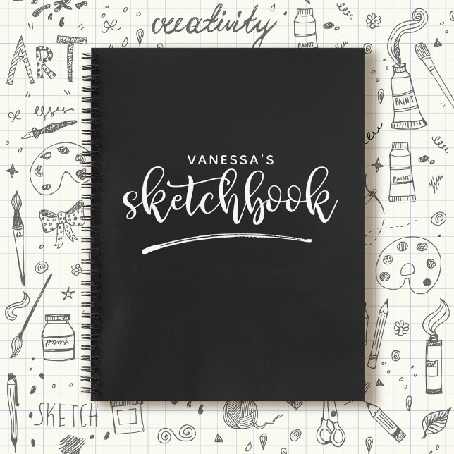 Personalized Elegant Black White Sketchbook Notebook (Creator Uploaded)