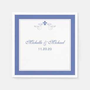 Personalized Elegant Blue Fleur de Lis Napkin