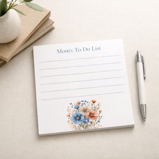 Personalized Elegant Blue Floral To-Do List Notepad (Creator Uploaded)